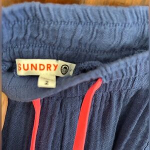 Sundry Blue Pants with Pink Drawstring sz 2